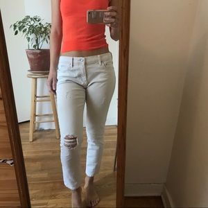 White Gap girlfriend jeans.